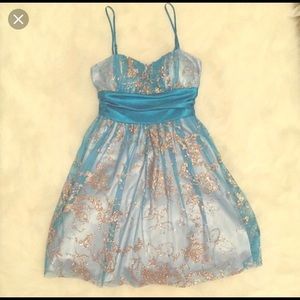 Baby Blue homecoming dress with glitter detail